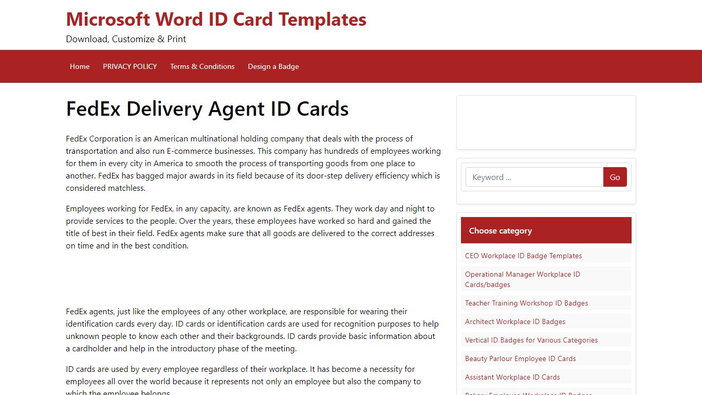 FedEx Delivery Agent ID Card Templates | Edit & Print FREE